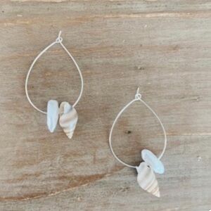 Elegant Silver and Cream Shell Earrings